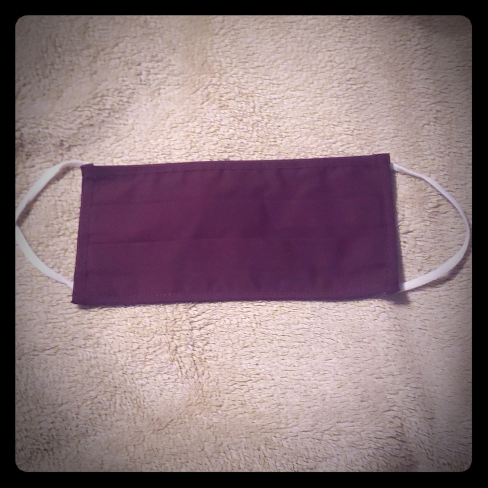 3/$10 Maroon mask pleated cloth reusable washable